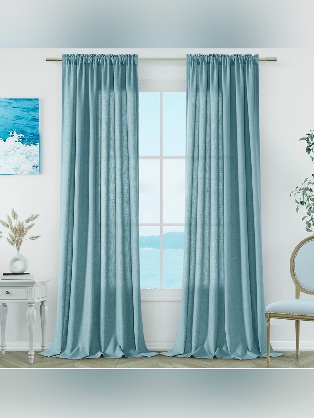 Linen Curtains 102" Length. 52" width. 2 Panels Set.